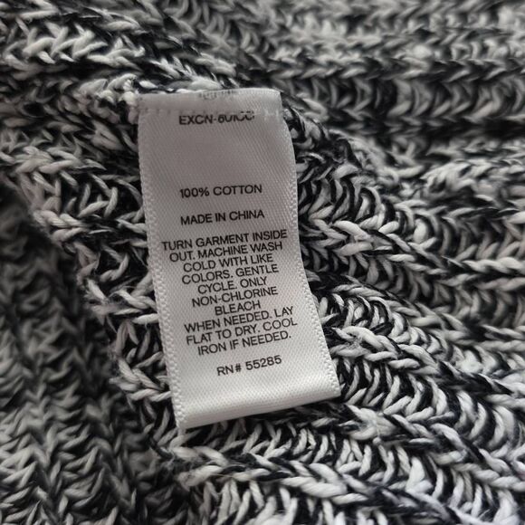 Express Women's Size Medium Black White Marled Lace Up Cold Shoulder Sweater - Picture 3 of 5